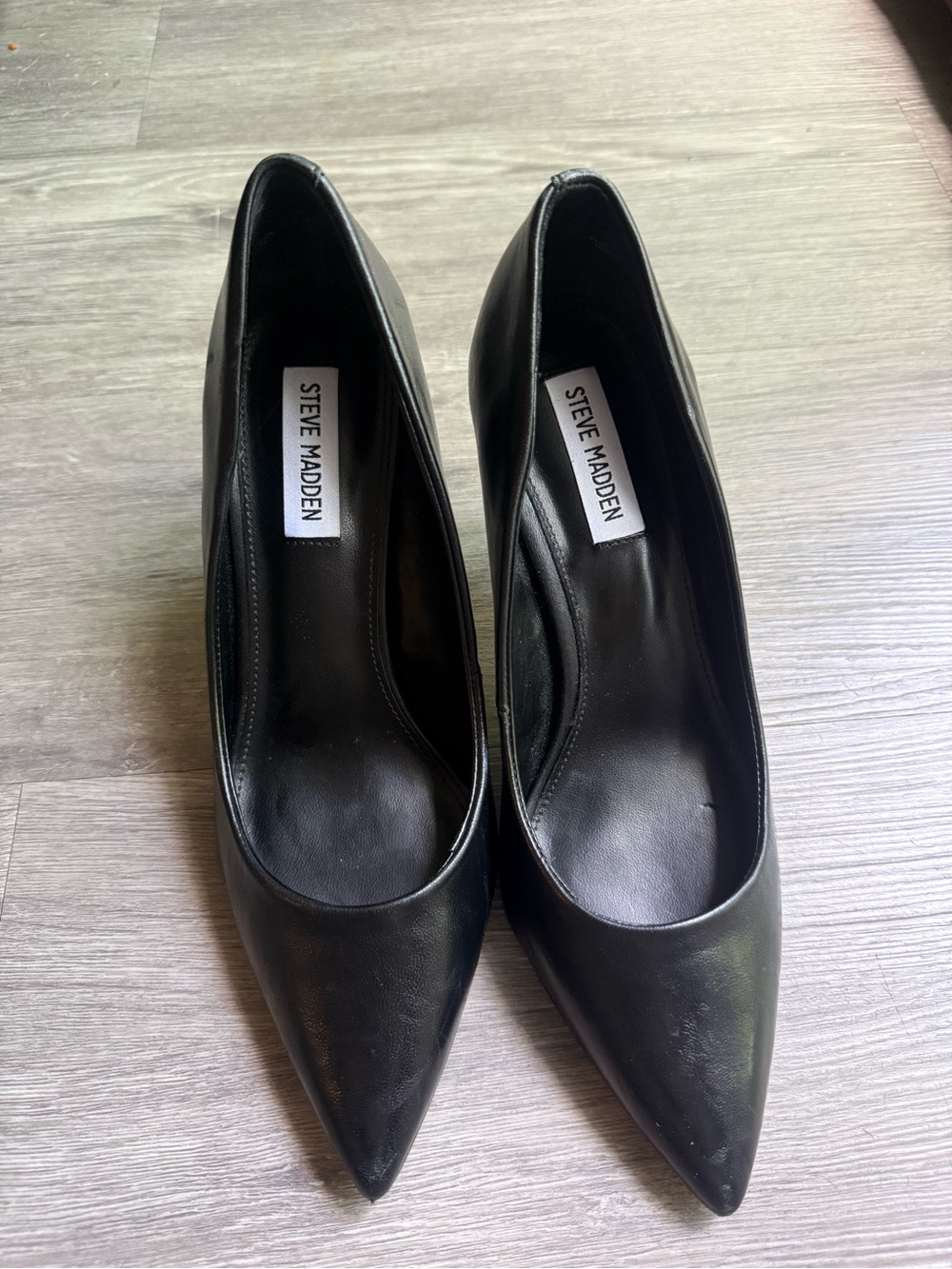 Steve Madden Black Pointed Toe Leather Pumps Officewear Date Night